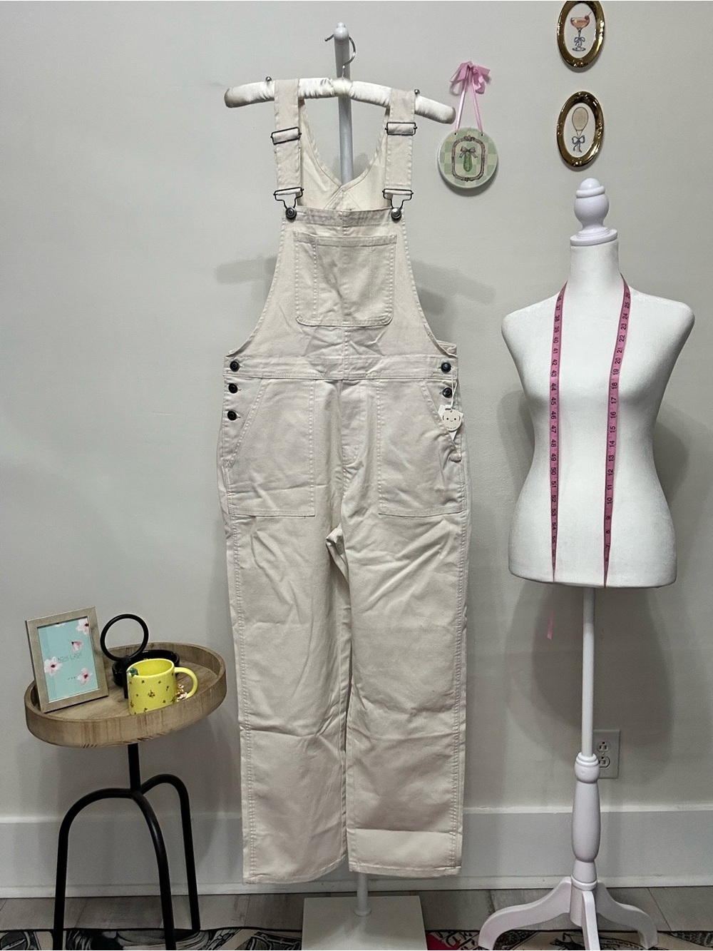 Dex Cream Cotton Bib Overalls for Women NWT Size 27